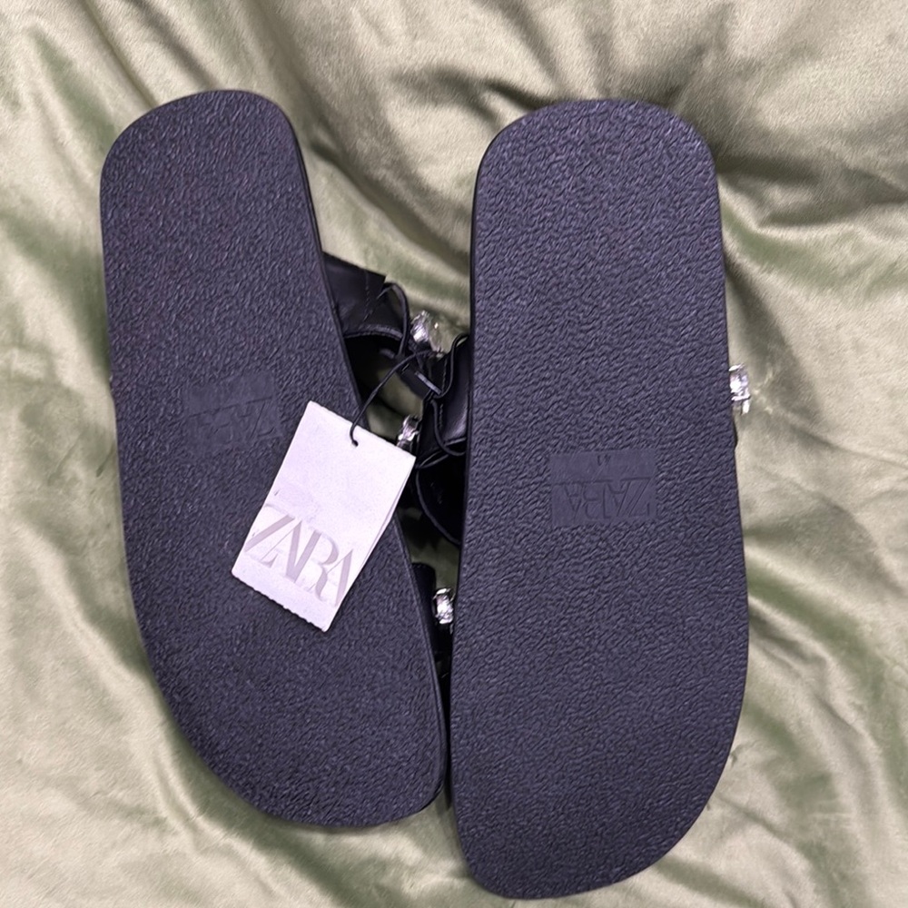 Zara Black Crystal Embellished Sandals - Picture 7 of 7